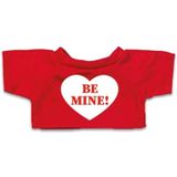 Knuffel teddybeer 24 cm met rood shirt Be mine hartje - met Valentijnskaart A5 - Valentijn/ romantisch cadeau