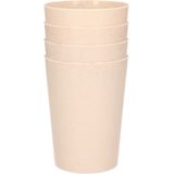 Setje van 8x diner/ontbijt bekers/3 soorten bordjes van afbreekbaar bio-plastic in het eco-beige - Campingborden