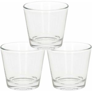 3x Glazen theelichten/waxinelichten kaarsenhouders 9 x 8,5 cm - Woonaccessoires - Theelicht/waxinelicht kaarshouders