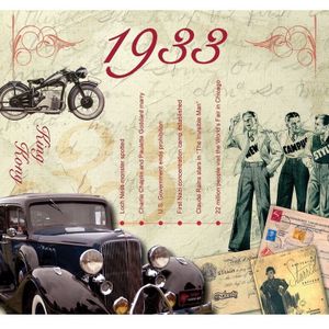 Verjaardagskaart met geboorte jaar 1933 - Wenskaarten