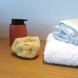 MSV badkamer droogloop mat/tapijt - 40 x 60 cm - met zelfde kleur zeeppompje 300 ml - terracotta