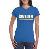 Blauw Zweden supporter t-shirt voor dames - Feestshirts