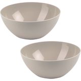 Plasticforte Serveerschaal/saladeschaal - 2x stuks - D20 x H8 cm - kunststof - taupe