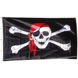 Piraten thema vlag Bones 90 x 150 cm - Feestartikelen/versiering - Vlaggen