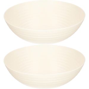 Plasticforte Serveerschaal/saladeschaal - 2x - D27 x H9 cm - kunststof - ivoor wit - 3200 ml