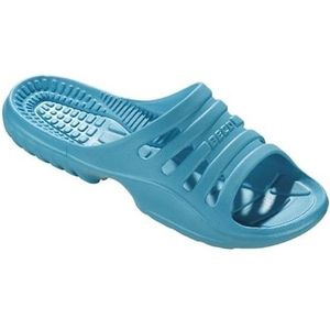 Bad/sauna slippers met voetbed aqua blauw dames - Badslippers