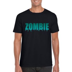 Halloween zombie tekst t-shirt zwart heren - Carnavalskostuums