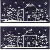 2x stuks velletjes kerst glitter raamstickers  23 x 49 cm - Feeststickers