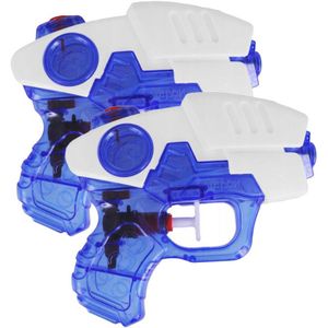 Waterpistooltje/waterpistool - 4x - blauw/wit - 12 cm - speelgoed - Waterpistolen