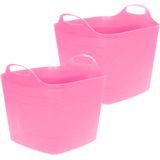 Excellent Houseware Flexibele emmer - 2x - roze - 25 liter - kunststof - vierkant - 35 x 38 cm