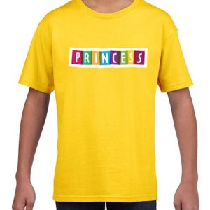 Princess fun tekst t-shirt geel kids - Feestshirts