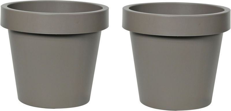 Mega Collections - Plantenpot - Taupe/Bruin - Kunststof - 2x Stuks