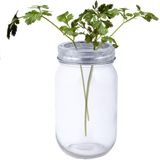 4x stuks glazen bloemenvaasjes/jars met schikdeksel 13 cm - Bloempotjes voor binnen - Kruidenpotjes