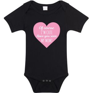 I am cute have you seen my mom cadeau baby rompertje zwart jongen/meisje - Rompertjes