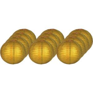 12x Gouden lampionnen met glitters - Feestlampionnen
