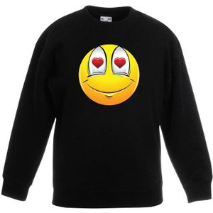 Emoticon sweater verliefd zwart kinderen - Sweaters kinderen