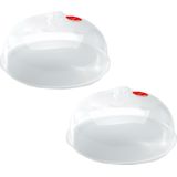 Magnetrondeksel/afdekschaal D25 - 2x - transparant - kunststof - 25 x 10,5 cm - keukenhulpmiddelen