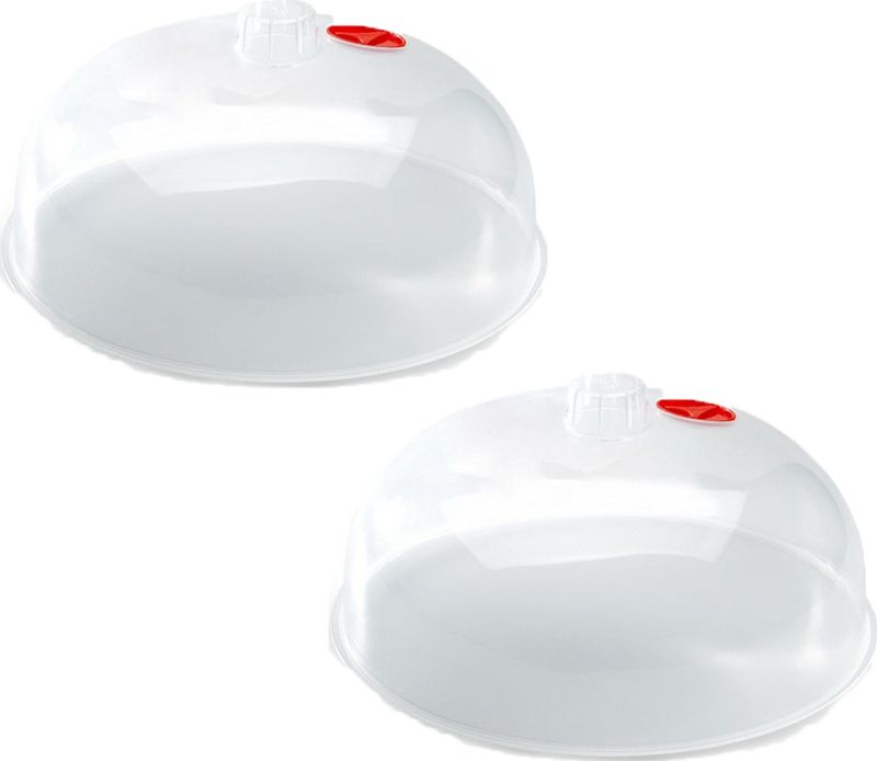 Magnetrondeksel/afdekschaal D25 - 2x - transparant - kunststof - 25 x 10,5 cm - keukenhulpmiddelen