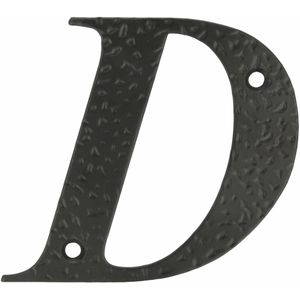 AMIG Huisnummer/letter D - massief gesmeed staal - 10cm - incl. bijpassende schroeven - zwart - Huisnummers
