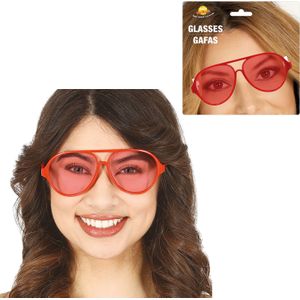 Carnaval/verkleed party bril Aviator - 2x - rood - volwassenen -Voor bij een verkleedkleding kostuum - Verkleedbrillen