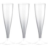 Santex Champagneglazen - 60x - plastic - 140 ml - wit - herbruikbaar