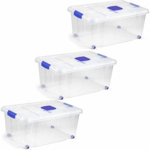PlasticForte Opslagbak met deksel - 5x - 36L - 59 x 40 x 25 cm - transparant - Opbergbox