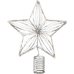 Kerstboom ster piek/topper met LED verlichting warm wit 25 cm met 12 lampjes - kerstboompieken