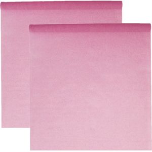 Feest tafelkleed op rol - 2x - roze - 120 cm x 10 m - non woven polyester - Feesttafelkleden