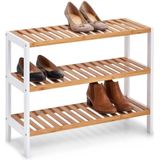 Bamboe houten schoenenrek/schoenenstandaard 3-laags 70 x 26 x 54 cm - Schoenen opbergen