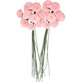 2x Roze roosjes van satijn 12 cm