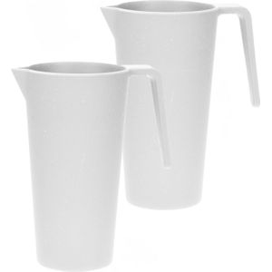 Excellent Houseware Schenkkan/waterkan - 2x - wit - 1500 ML - melamine - D10 x H21 cm