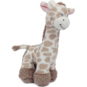 Knuffeldier Giraffe - zachte pluche stof - lichtbruin - kwaliteit knuffels - 28 cm - liggend - Knuffeldier