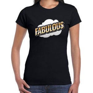 Fabulous fun tekst t-shirt voor dames zwart in 3D effect - Feestshirts