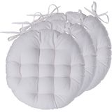 Atmosphera Stoelkussens rond - 6x - ivoor wit - katoen - 38 x 6.5 cm - wicker zitkussen - tuinstoelkussens