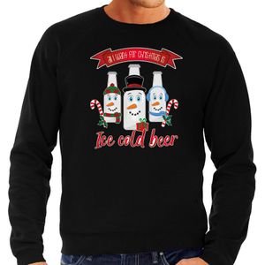 Foute Kersttrui/sweater voor heren - IJskoud bier - zwart - Christmas beer - kerst truien