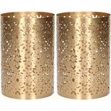Waxinelichtjeshouders - 2 stuks - D10 x H15 cm - metaal - goud