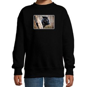 Dieren sweater / trui met panters foto zwart voor kinderen - Sweaters kinderen
