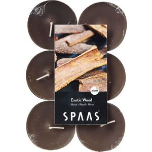48x Maxi geurtheelichtjes Exotic Wood 10 branduren - Geurkaarsen hout geur - Grote waxinelichtjes