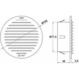 AMIG Ventilatierooster/muurrooster rond - 2x - voor D80mm buisaansluiting - aluminium - Muurroosters