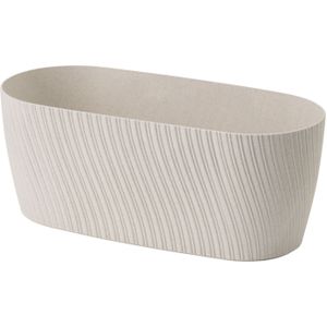 Form Plastic Plantenbak/bloembak Waves - kunststof - ivoor wit - L27 x B12 x H11 cm - ovaal - Plantenpotten