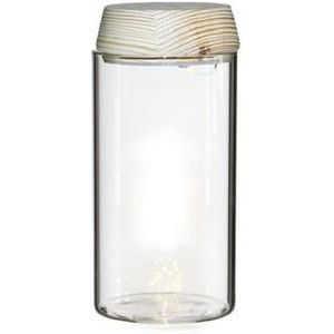 Pot/vaas van glas voor planten ecosysteem - deksel met LED verlichting - D8 x H18 cm - Vazen