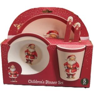 Kerst - Servies Setje - 5-delig - Met Kerstman - Voor Kinderen - Ontbijtset