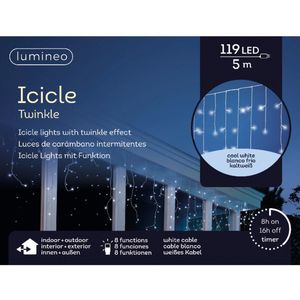 2x stuks ijspegel verlichting koel wit buiten 119 lampjes - Kerstverlichting lichtgordijn
