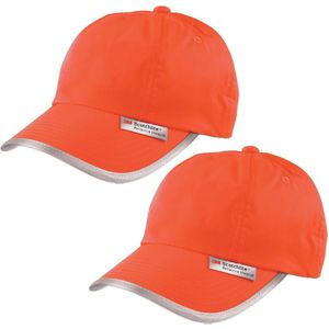 2x stuks oranje reflecterende lichtgevende baseball cap/pet - Verkleedhoofddeksels