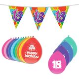 Leeftijd verjaardag thema 18 jaar pakket ballonnen/vlaggetjes - Feestpakketten