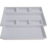 2x Witte borden/gourmetborden van porselein met 4 vakken 24 x 19 cm - Dinerborden
