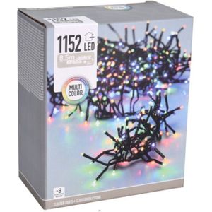 Clusterverlichting - gekleurd - 1152 leds - 840 cm - zwart snoer - Kerstverlichting kerstboom