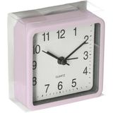 Wekker/alarmklok Dawn - roze - kunststof - 8 x 8 cm - met standaard - Wekkers