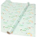 Inpakpapier/cadeaupapier baby - 2x - 200 x 70 cm - pastel groen - met ooievaar - Cadeaupapier