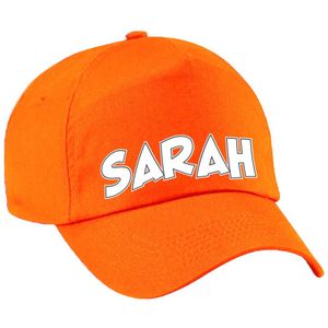 Cadeau pet/cap voor dames - Sarah - oranje - vijftig/50 jaar - verjaardag - Verkleedhoofddeksels